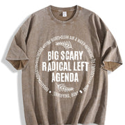 Radical Left Agenda Political Vintage Washed T-Shirt in Brown