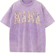 Floral Mama Mothers Day Vintage Washed T-Shirt in Purple
