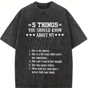 For Husband 5 Things You Should Know About My Wife Vintage Washed T-Shirt in Black