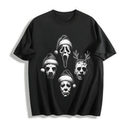 Horror Movie Christmas Cotton T-Shirt in Black