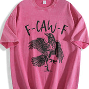 Crow F-caw-f Black Crow Raven Lover Raven Gothic Crow Vintage Washed T-Shirt in Red