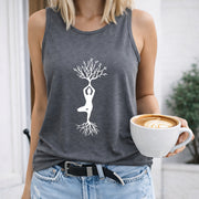 Yoga Tree Women's Color Cotton Tank Top in Gray