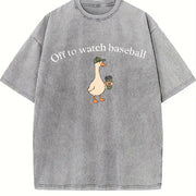 Baseball Mom Goose Vintage Washed T-Shirt in Gray