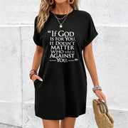 Black White Red Dress Cotton T-Shirt in Black