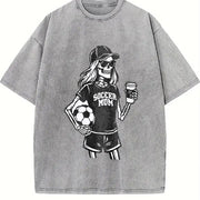 Soccer Mom Skeleton Vintage Washed T-Shirt in Gray