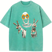Retro Terrifier Art the Clown Vintage Washed T-Shirt in Blue