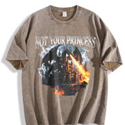 Not Your Princess Dragon 90s Vintage Washed T-Shirt in Brown