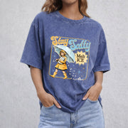 Subtle Anti Ice Stay Salty Protest vintage washed oversized T-shirt in Blue
