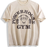 2026 Fun Fitness Aging Retro Gorilla World Gym & Vintage Washed T-Shirt in Beige