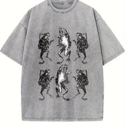 Dancing Frog 90s Tattoo Vintage Washed T-Shirt in Gray