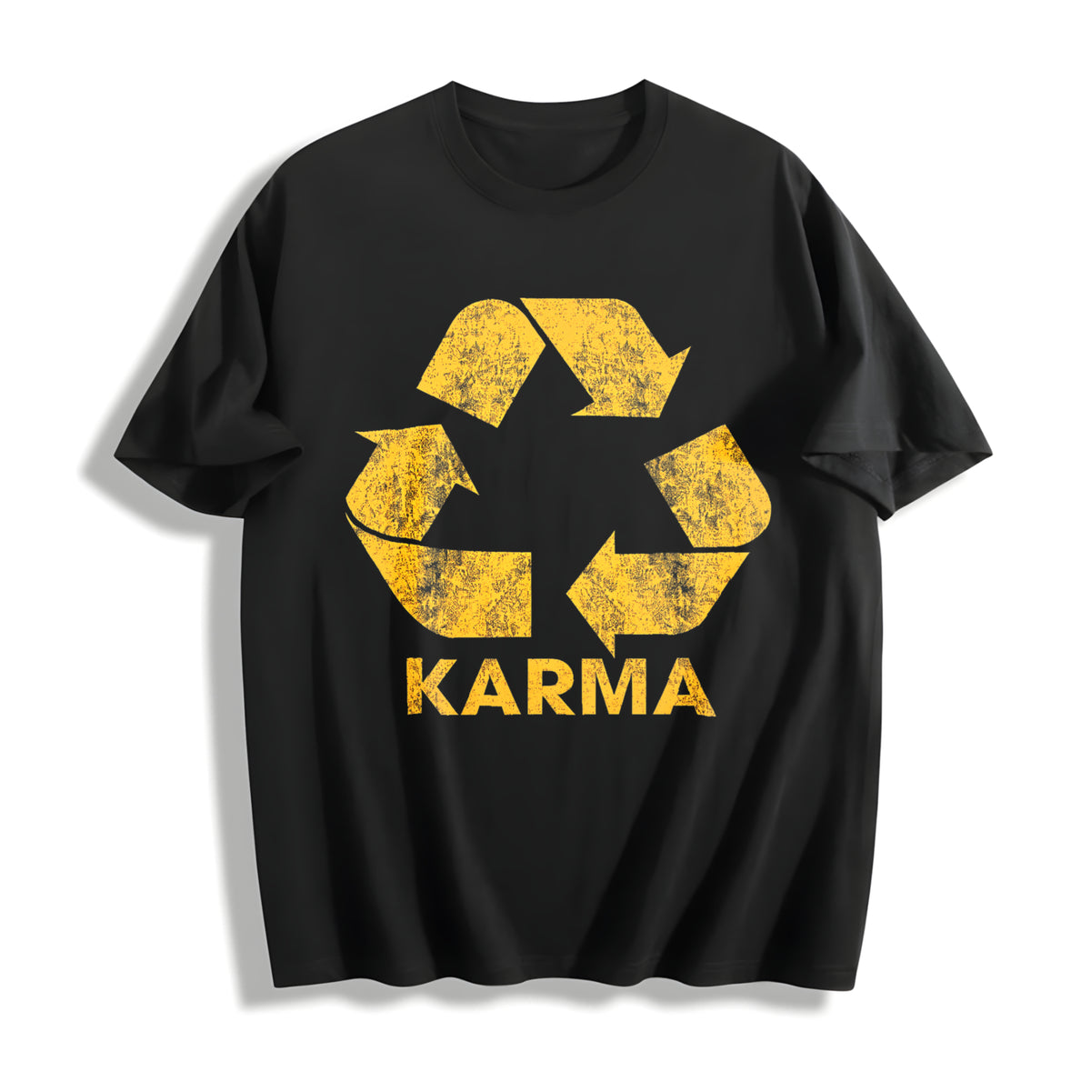 Karma Recycler Motivational Positivity Universe Novelty Cotton T-Shirt in Black