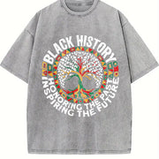 Tree-shaped Life Fun Vintage Washed T-Shirt in Gray