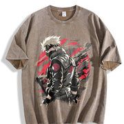 ANBU Kakashi Naruto for Anime Fans vintage washed oversized T-shirt in Brown