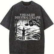 Embrace Nature Short-sleeve Vintage Washed T-Shirt in Black