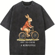 Rabbit Off to Cause a Kerfuffle Vintage Washed T-Shirt in Black