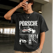 911 GT3RS Vintage Washed T-Shirt in Black