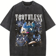 Toothless Dragon Vintage Washed T-Shirt in Black