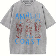 Amalfi Coast Lobster vintage washed oversized T-shirt in Gray