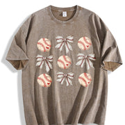 Coquette Baseball Mom Vintage Washed T-Shirt in Brown
