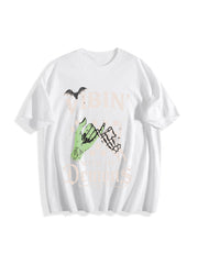 Halloween Vibin with My Demons Cotton T-Shirt in White