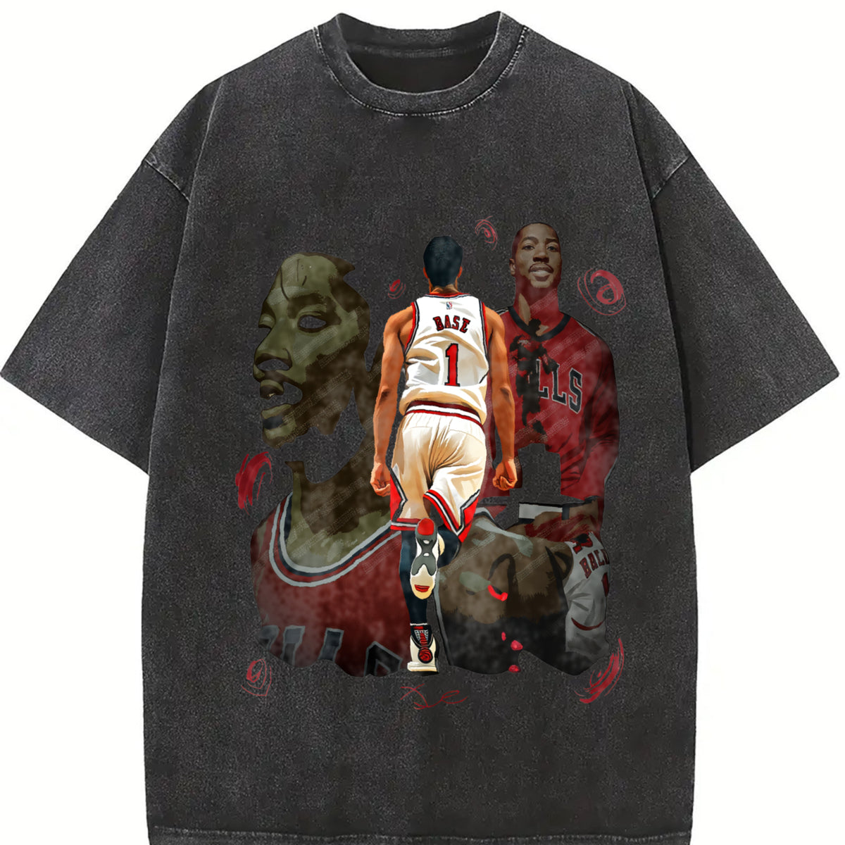 Thank You Derrick Rose Retirement Basketball Career vintage washed oversized T-shirt in Black