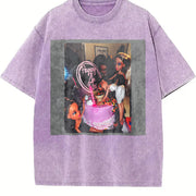 Happy New Year Party Doll Vintage Washed T-Shirt in Purple