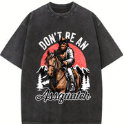 Retro Bigfoot Don't Be an Assquatch 90s Vintage Washed T-Shirt in Black