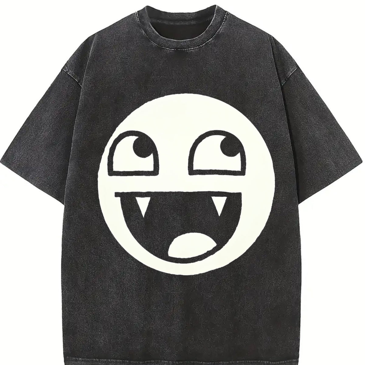 Premium Epic Face Vampire Y2K Goth Emo Scene Tapout Vintage Washed T-Shirt in Black