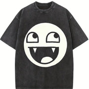 Premium Epic Face Vampire Y2K Goth Emo Scene Tapout Vintage Washed T-Shirt in Black