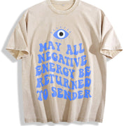 Y2K Evil Eye Energy Shield Send Back The Bad Vibes vintage washed oversized T-shirt in Beige