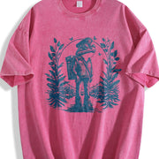90s Tattoo Frog Mail Man Vintage Washed T-Shirt in Red