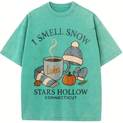I Smell Snow Gilmore Girls Christmas Vintage Washed T-Shirt in Blue