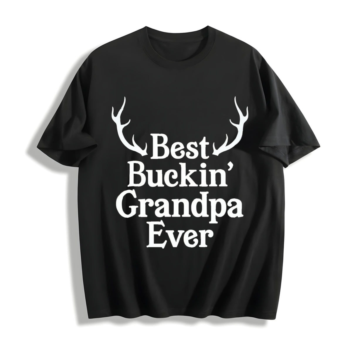 Best Buckin Grandpa Ever Fathers Hunting for Grandfather Cotton T-Shirt in Black