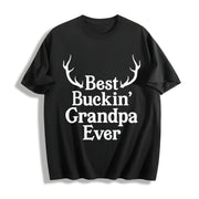 Best Buckin Grandpa Ever Fathers Hunting for Grandfather Cotton T-Shirt in Black