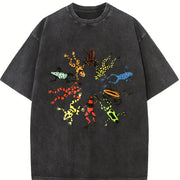 Dancing Frog Feast Vintage Washed T-Shirt in Black
