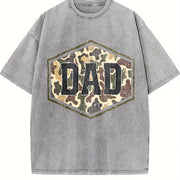Camouflage Dad Retro Varsity Dad Vintage Washed T-Shirt in Gray