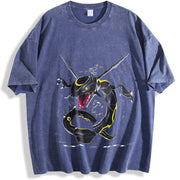 Rayquaza Anime Manga anime lover outfits vintage washed oversized T-shirt in Blue