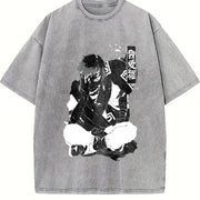 Gaara - Naruto Anime Manga For Anime Fan vintage washed oversized T-shirt in Gray