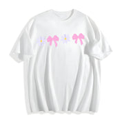 Daisy Bow Embroidered Cotton T-Shirt in White