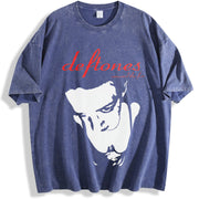 Deftones – Retro Rock Style vintage washed oversized T-shirt in Blue