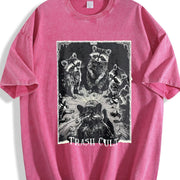 Trash Cult Raccoon Tarot Sleeveless Tank Vintage Washed T-Shirt in Red