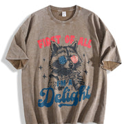 Retro First of All I'm a Delight Raccoon 4th of July 90s Vintage Washed T-Shirt in Brown