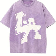 Street Retro LA Sleeveless Vest Flowers to Make Old Vest Vintage Washed T-Shirt in Purple