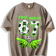 I Was 6 Now I'm 7 Soccer Vintage Washed T-Shirt in Brown