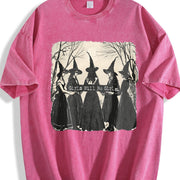 Girls Will Be Girls Halloween Witches Vintage Washed T-Shirt in Red