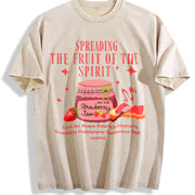 Spreading the Fruit of the Spirit Strawberry Jam Vintage Washed T-Shirt in Beige