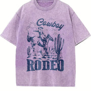 Rodeo 90s Cowboy Retro Western 2000s Vintage Washed T-Shirt in Purple