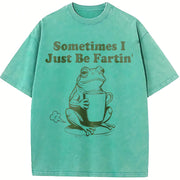 Sometimes I Just Be Fartin' Frog vintage washed oversized T-shirt in Blue