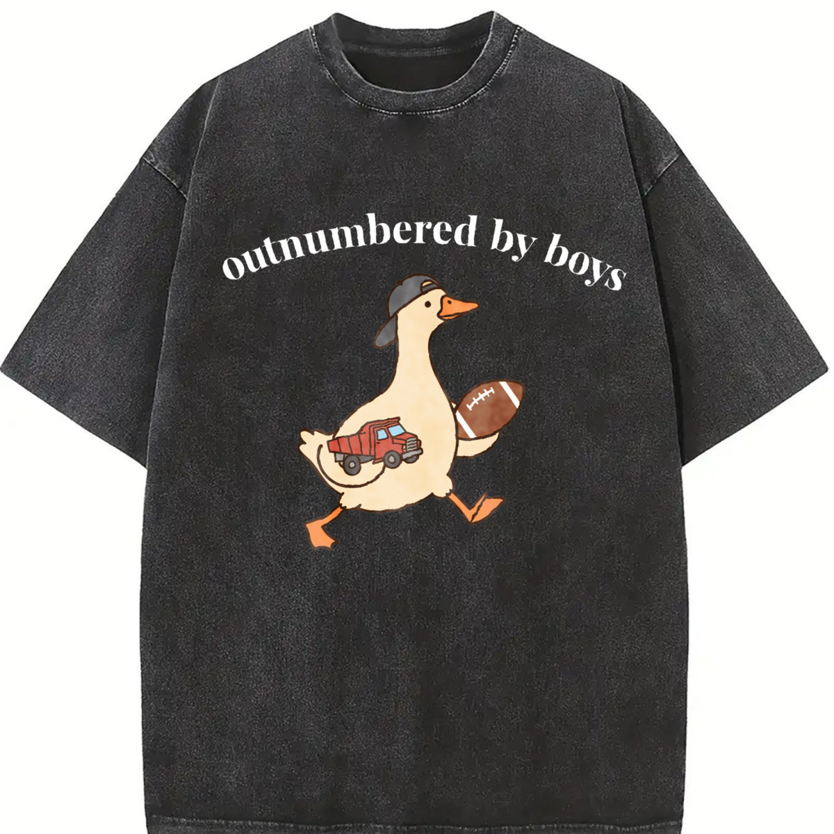 Outnumbered by Boys Vintage Washed T-Shirt in Black
