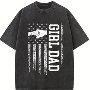 Girl Dad Proud Dad of Girl Vintage Washed T-Shirt in Black